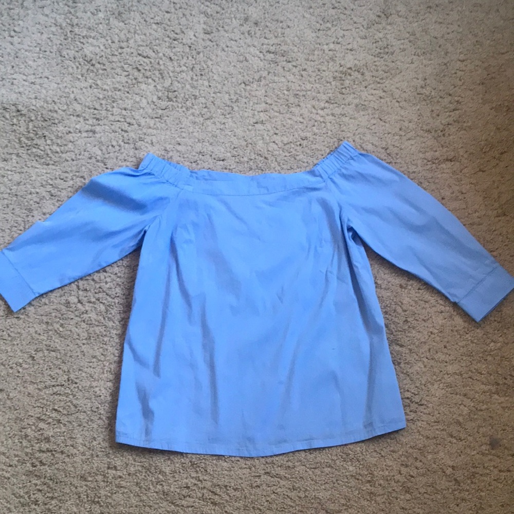 Off the shoulder sky blue top